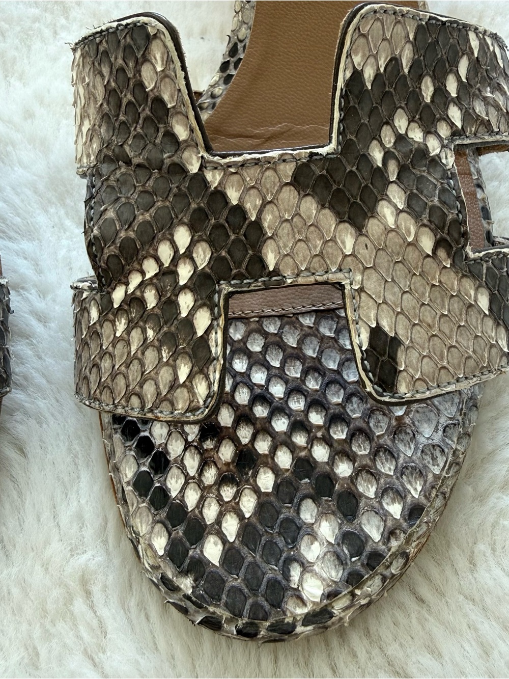 Hermes brown python oasis sandals  women size 38 EU Authentic Retail 3200$ - Picture 3 of 8